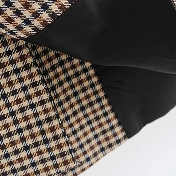Plaid Print Double Breasted Lapel Collar Blazer work professional Business Chic - Picture 14 of 16